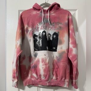 Def Leppard Pink Tie-Dye Hoodie – Size S/M ⚡️